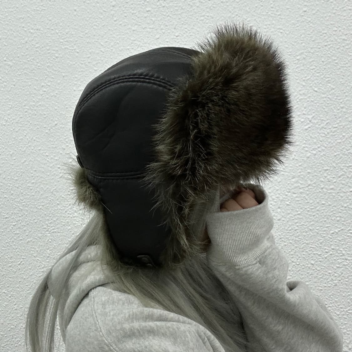 빈티지 퍼가죽 블랙 군밤모자 상품이미지4
