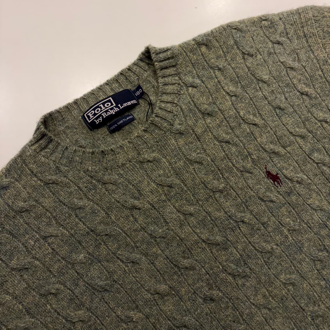 [100] 90s 폴로랄프로렌 일경물산 꽈배기 니트 그린 C26 상품이미지3