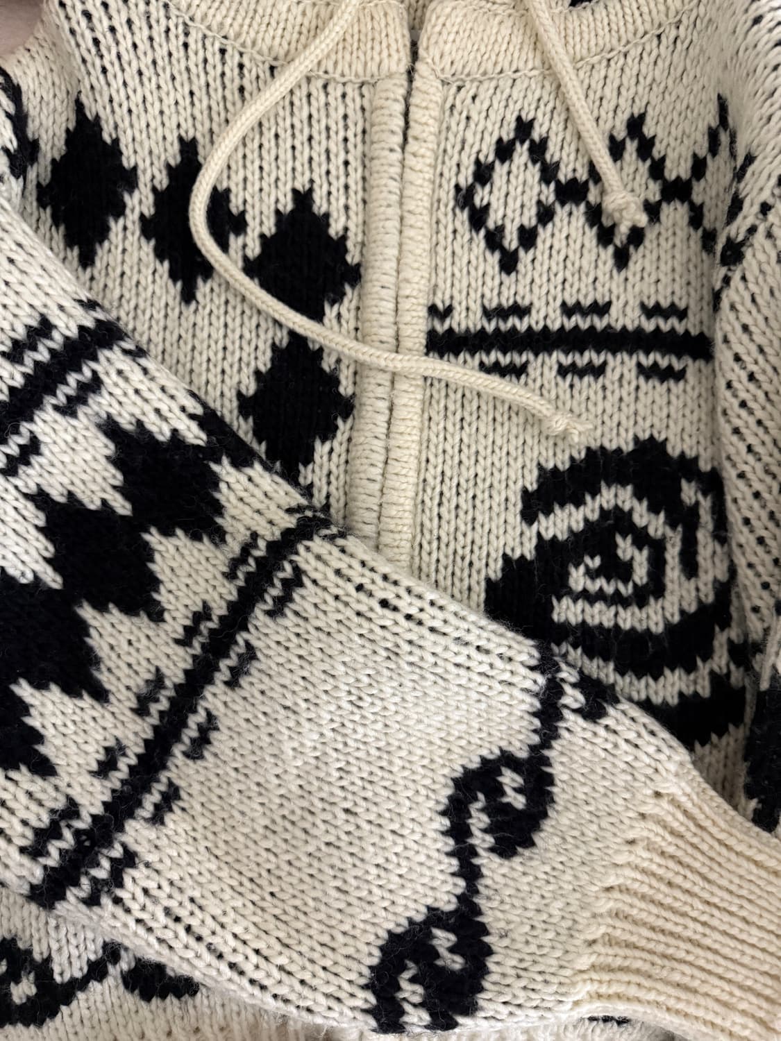 오픈와이와이 자카드 니트 집업 아이보리 1 상품이미지2