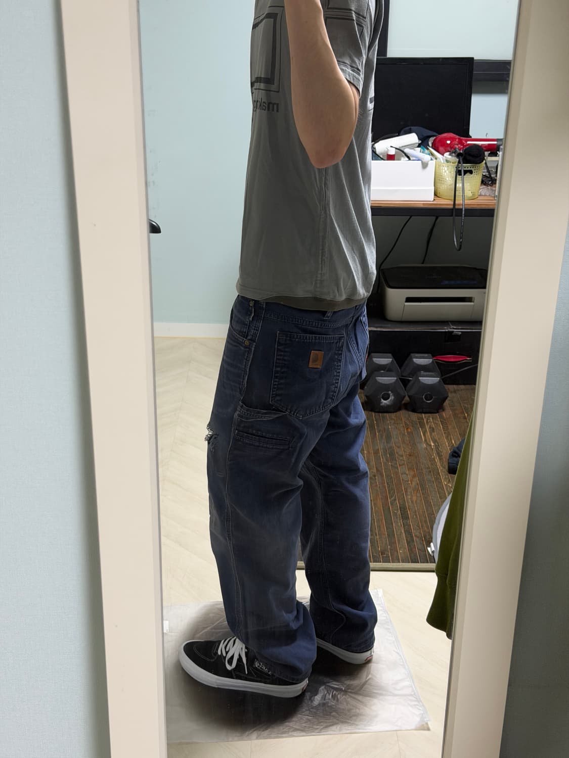 칼하트 빈티지 B159 디스트레스드 네이비 카펜터 팬츠( 32 X 30) 상품이미지4