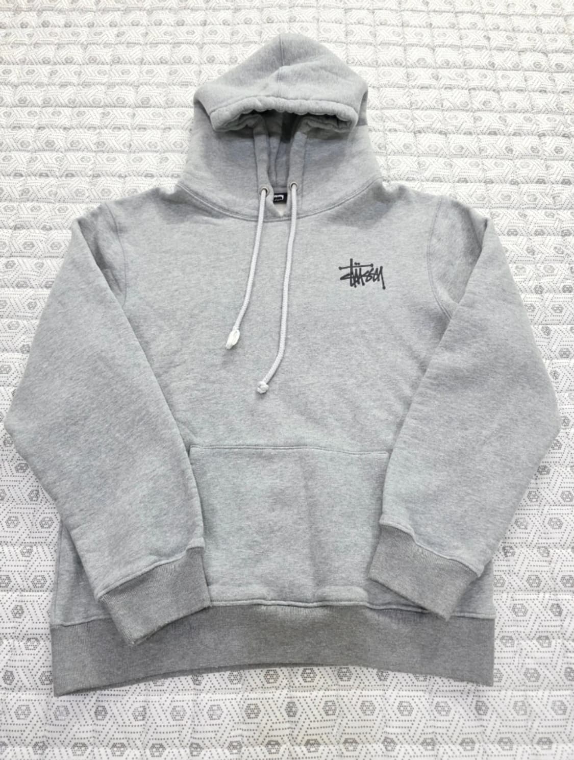 스투시 로고 후드티 L 회색 상품이미지5