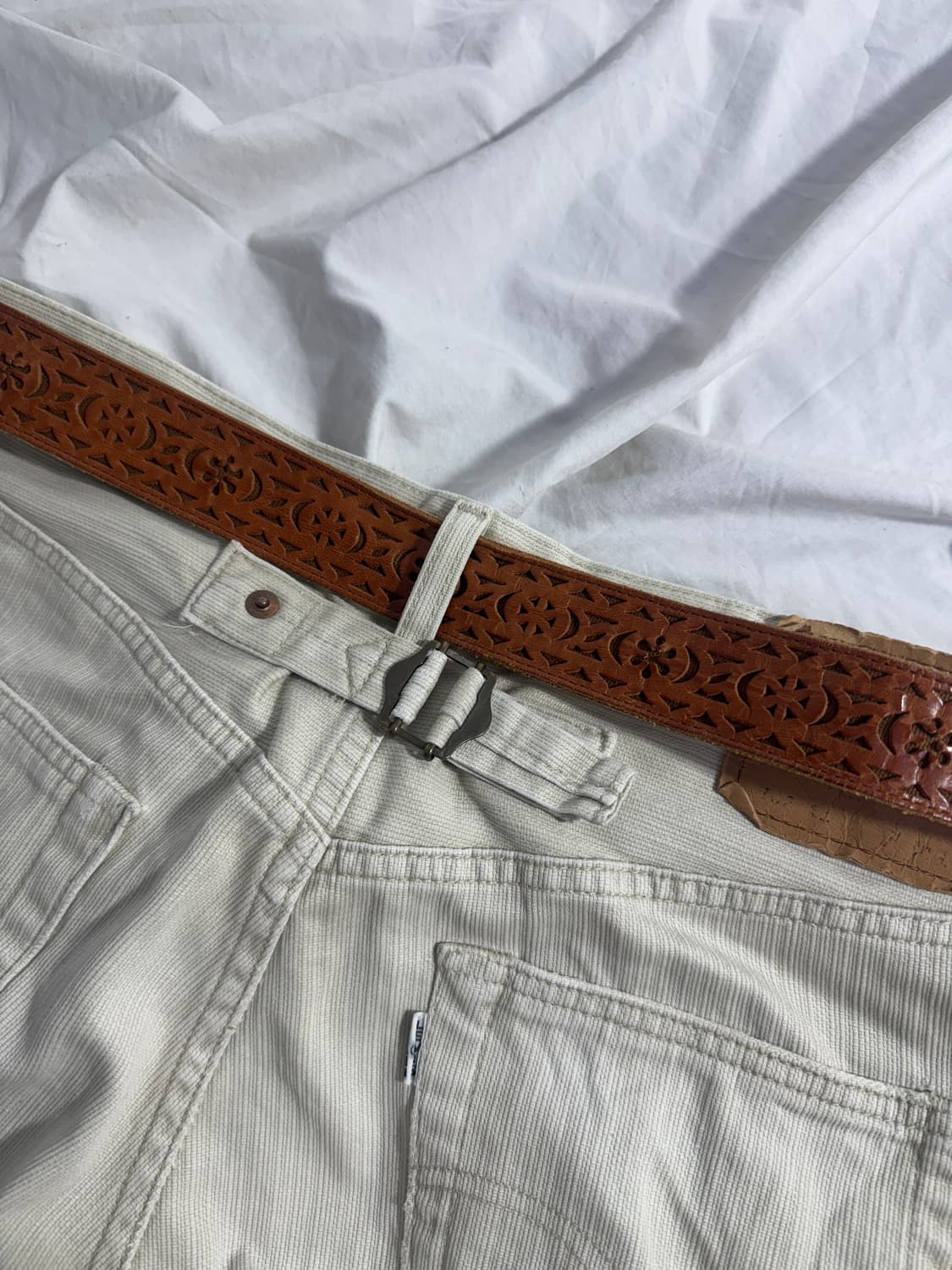 빈티지 플로럴 펀칭 레더 벨트 웨스턴 상품이미지4