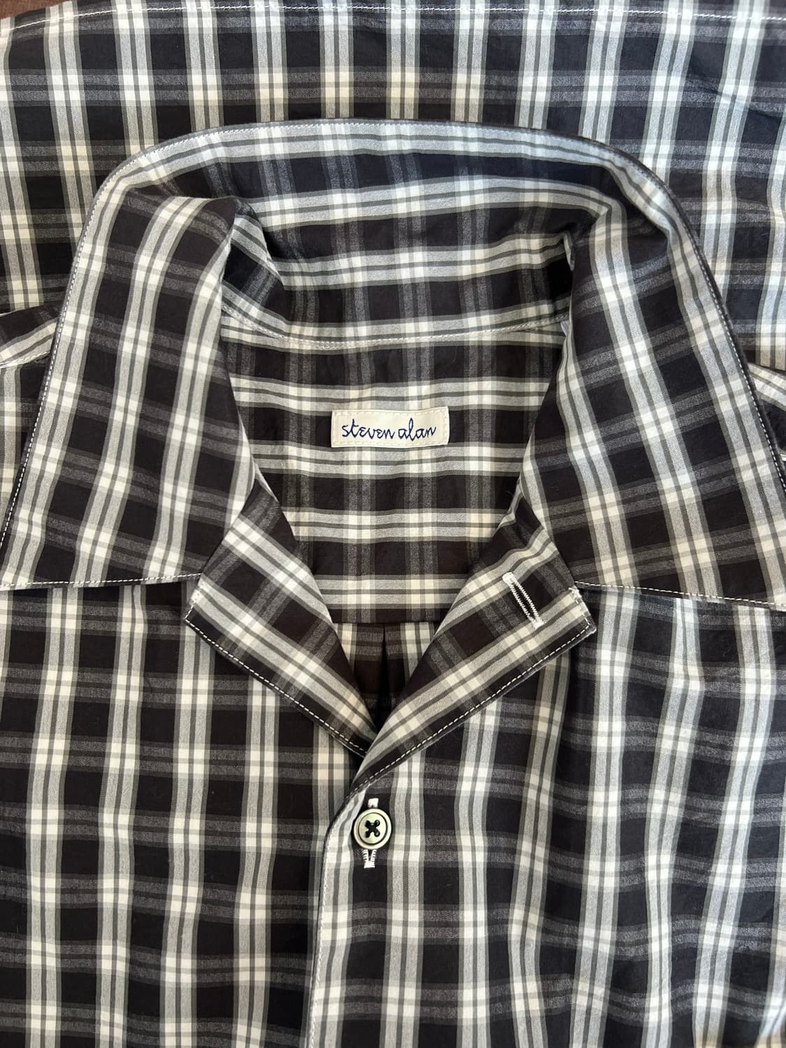 스티브알란 steven alan 남성 블랙체크 코튼반팔셔츠 상품이미지5