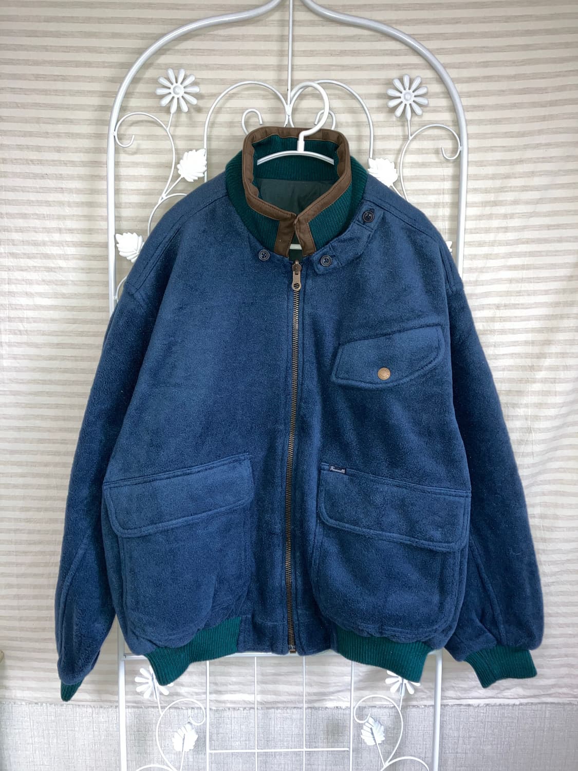 빈티지 딥 블루 벨벳 점퍼 y2k 스트릿 갸루 펑키 일본빈티지505 상품이미지3