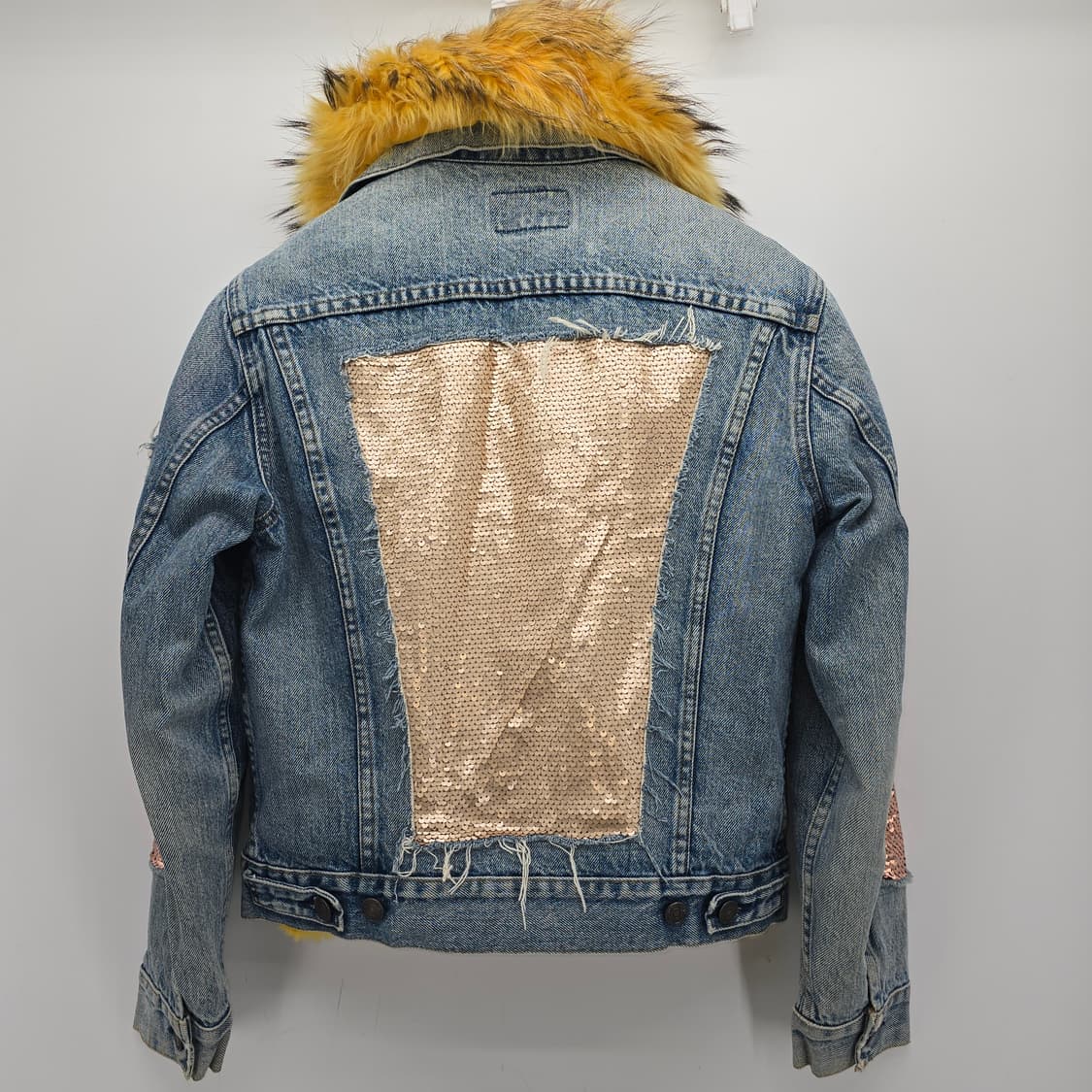 Y2K luxury mood 빈티지 스타일 데님 퍼 자켓 상품이미지6