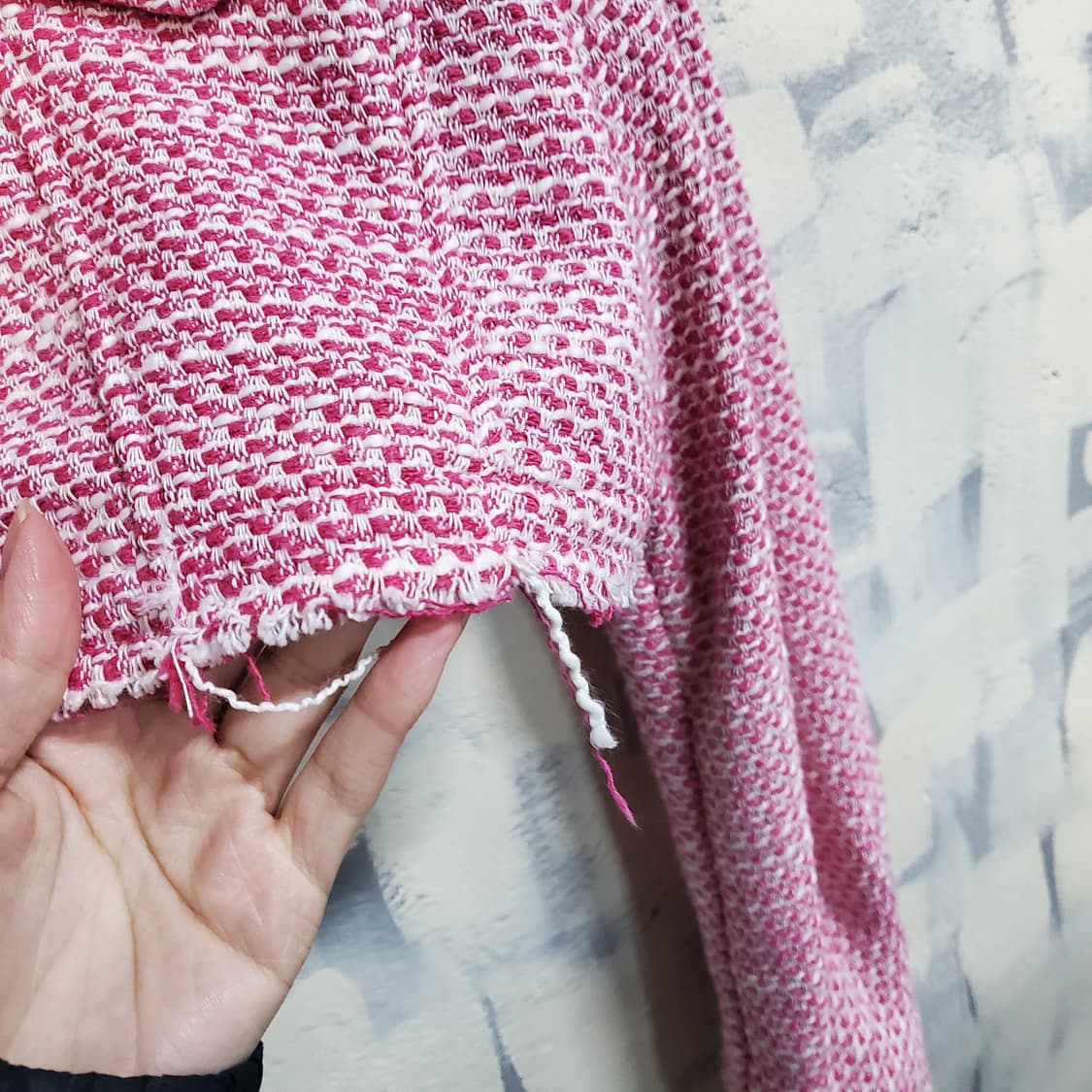 자라 핑크 트위드 크롭 자켓  상품이미지3