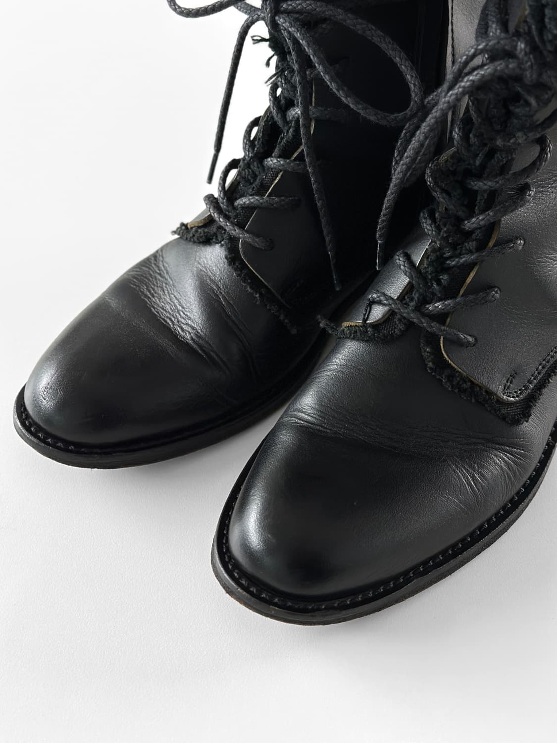 90~00s Y's 요지 야마모토 니트 커프 레이스업 부츠 상품이미지5