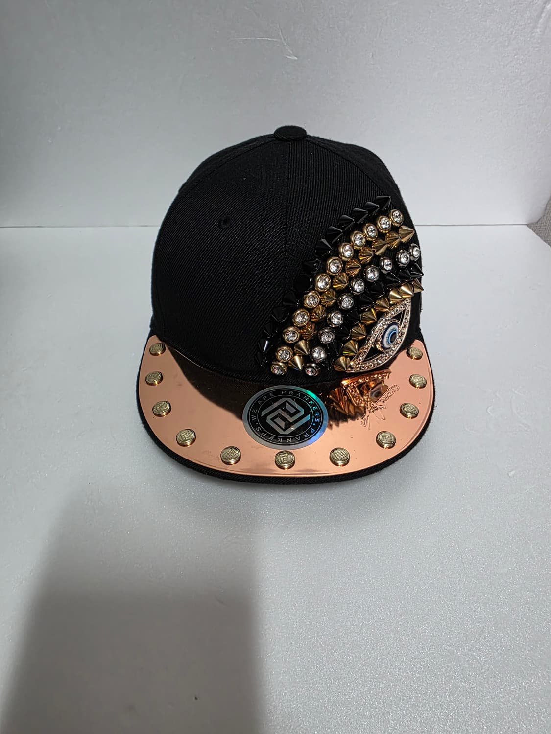 프랭커스 PRANKERS 명품  블랙 스터드 장식 힙합 모자 54사이즈 상품이미지1