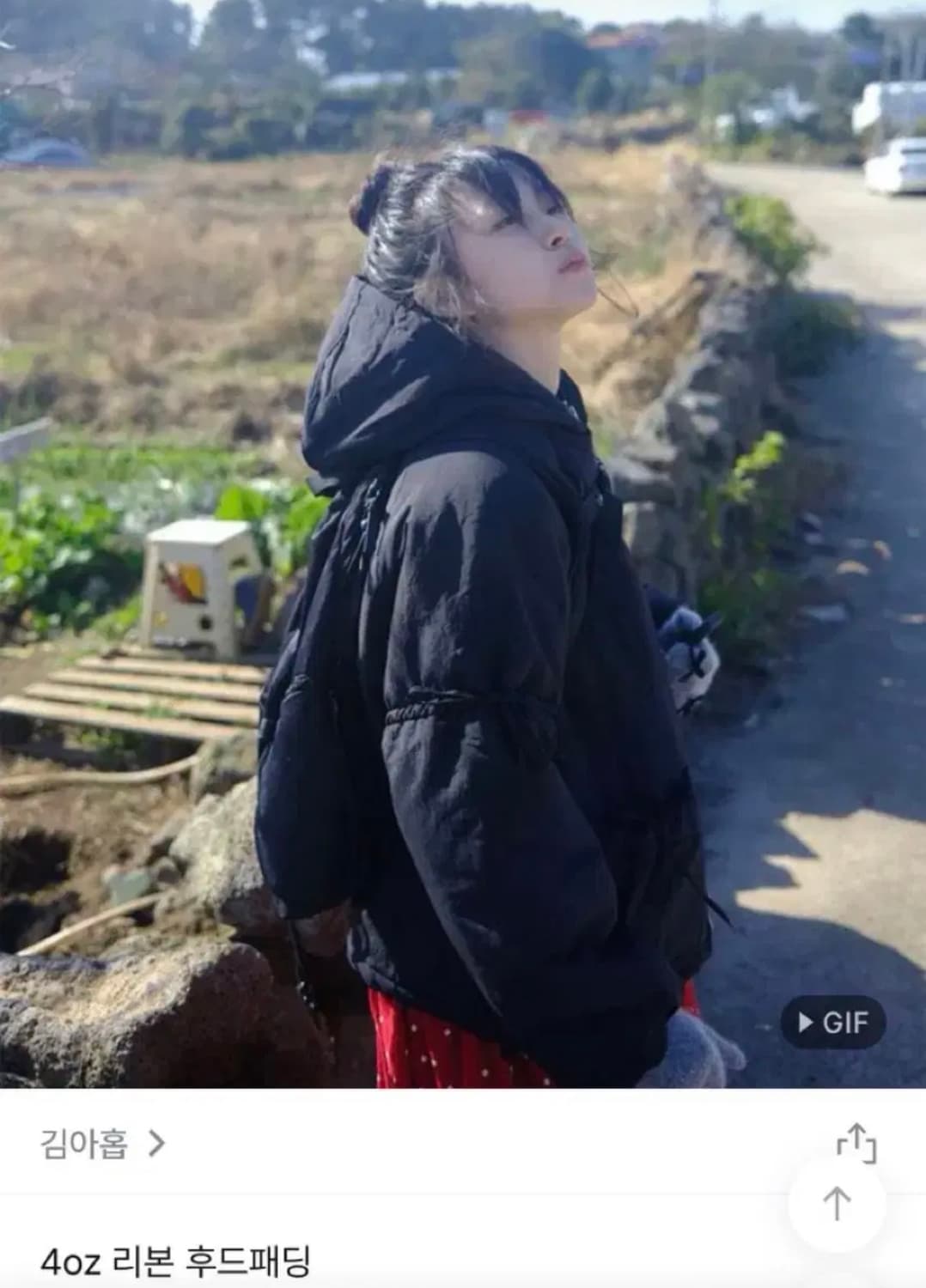 김아홉 4oz 리본 후드 패딩 상품이미지1