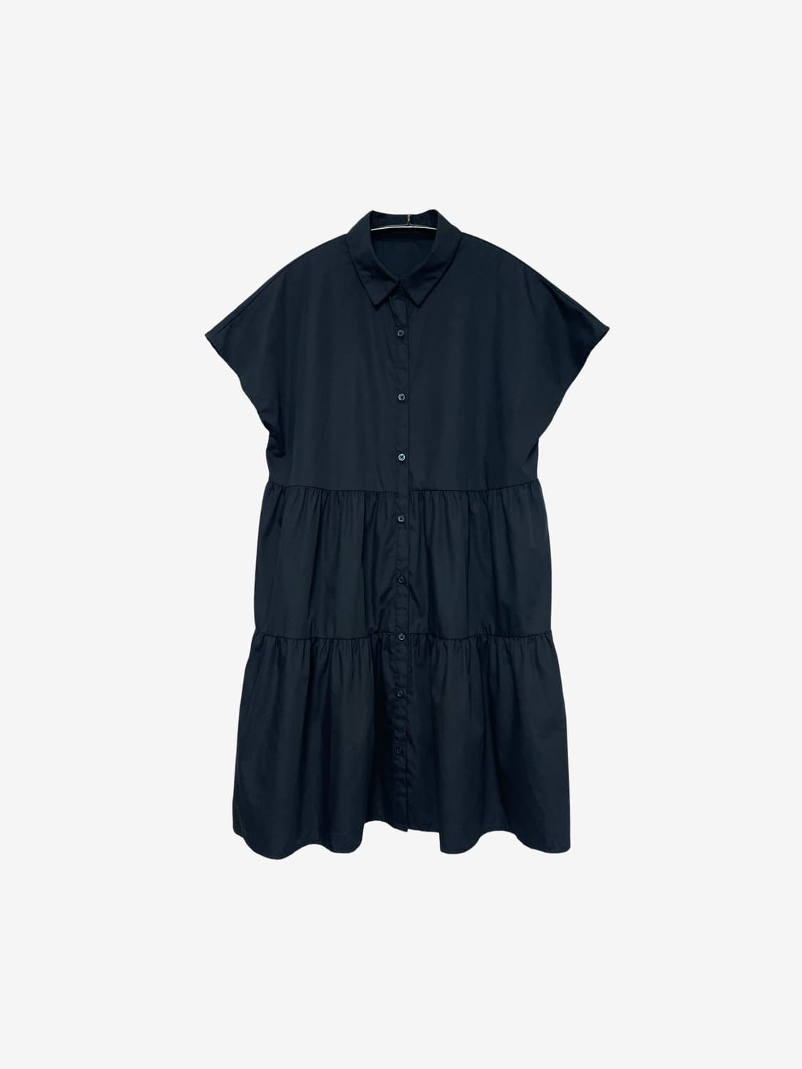 Tiered Shirring Long Shirt - Black 상품이미지4