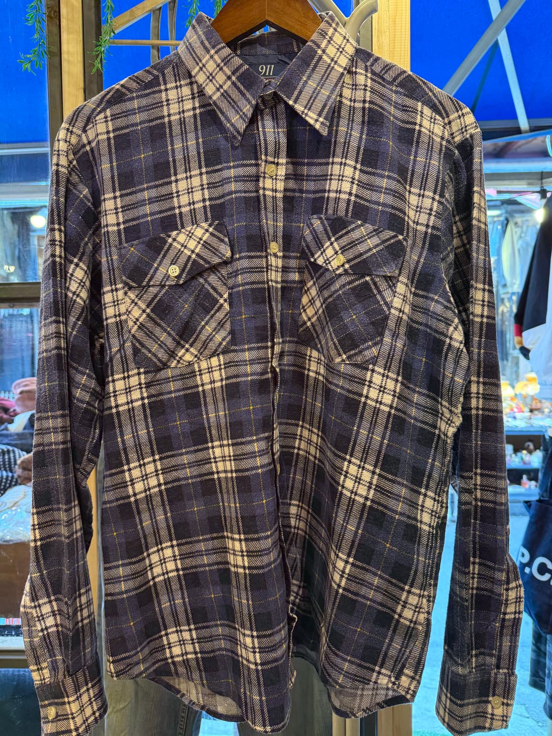 911스포츠웨어 네이비 플란넬 체크셔츠  상품이미지1