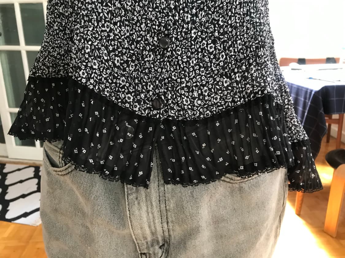 vintage pattern pleats blouse 상품이미지4