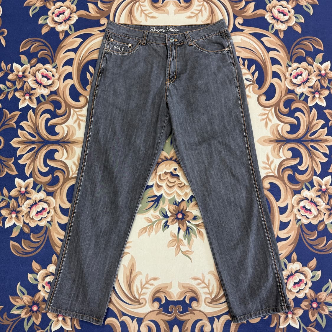 (34) GIORGIO& AMBER 올드스쿨 흑청 데님팬츠 상품이미지3