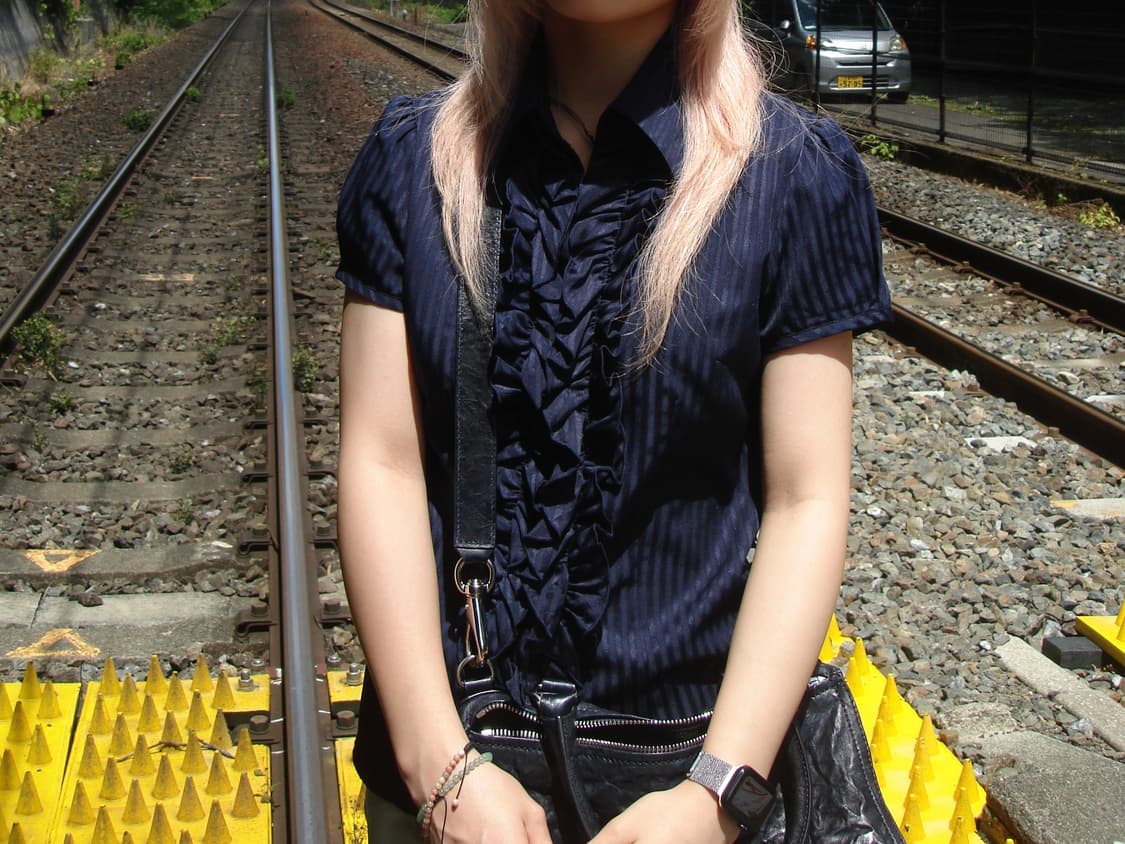 일본 빈티지 네이비프릴반팔셔츠 상품이미지2