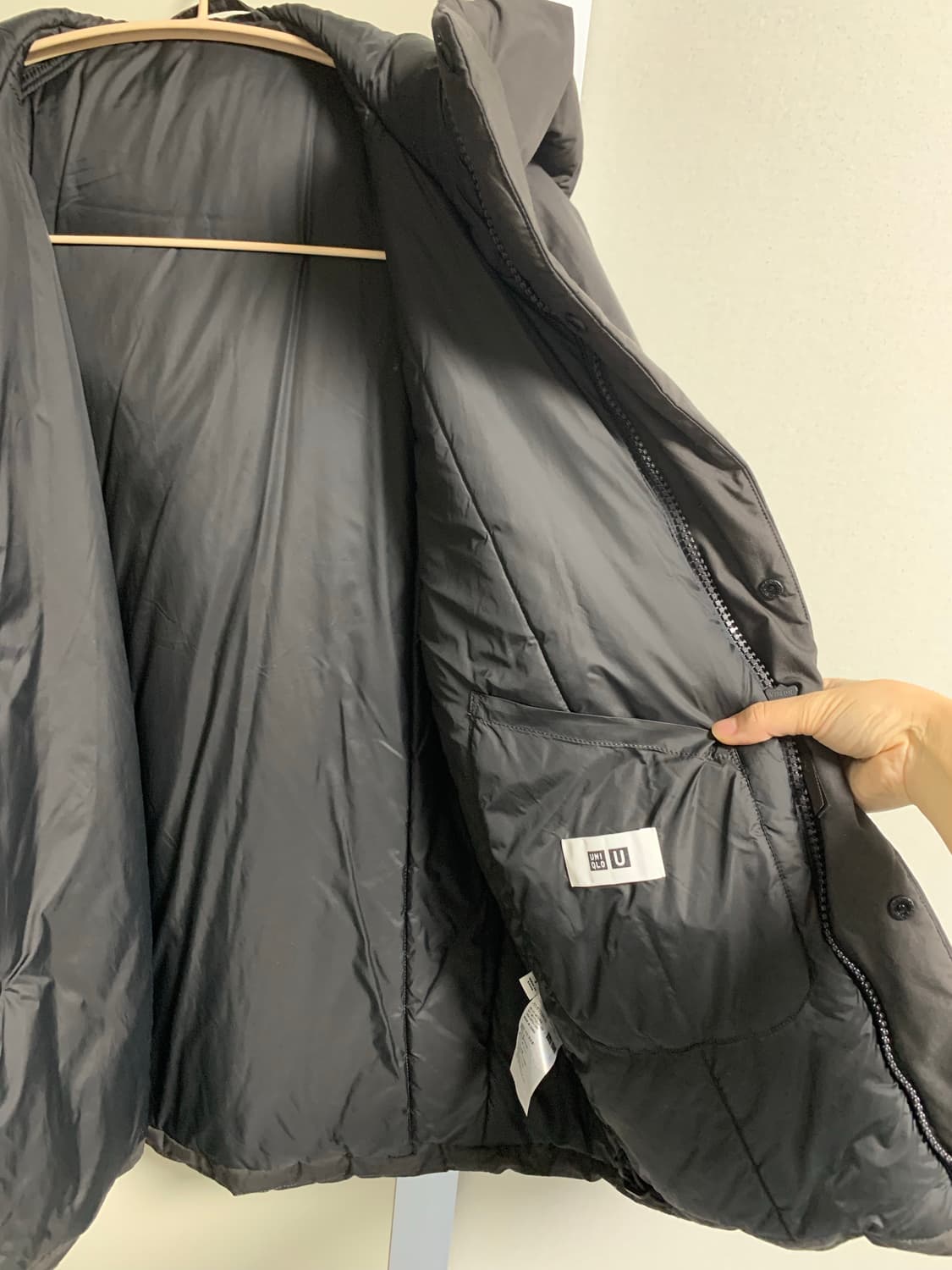 유니클로U 퍼프테크 볼륨파카 S 다크그레이 (연늘템) 상품이미지8