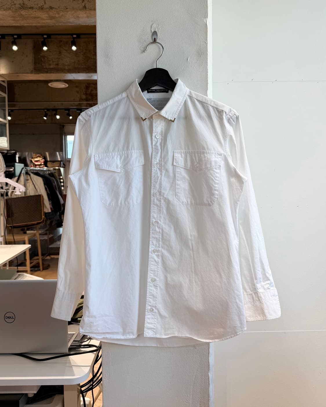 컬러 화이트 포켓 코튼 셔츠 상품이미지2