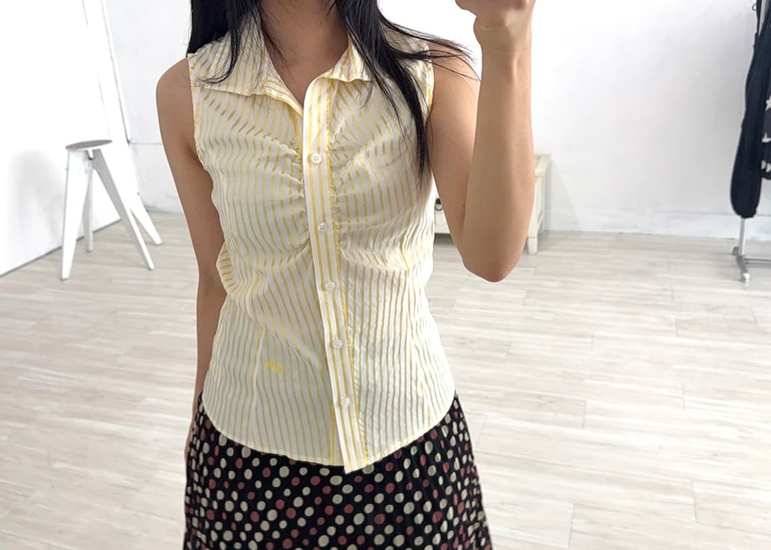 Lemon Striped Sleeveless Shirt 상품이미지5