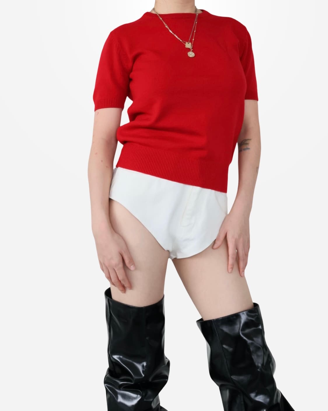 Yves Saint Laurent Red Knit Short Sleeve 상품이미지2