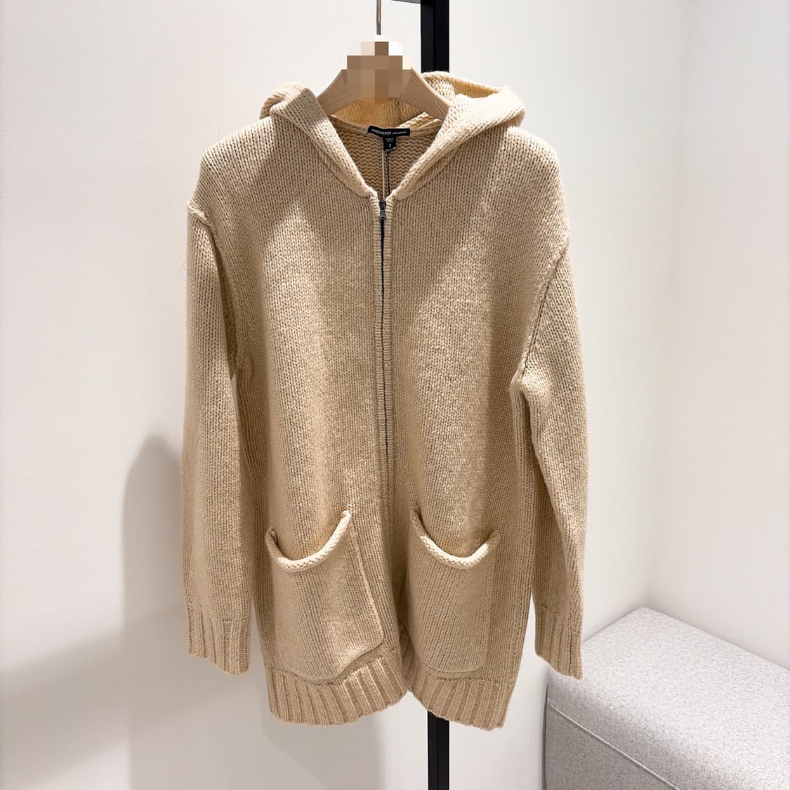 (정품/새상품) 제임스펄스 여성 오트밀 울 블렌드 집업 후디 니트  상품이미지1