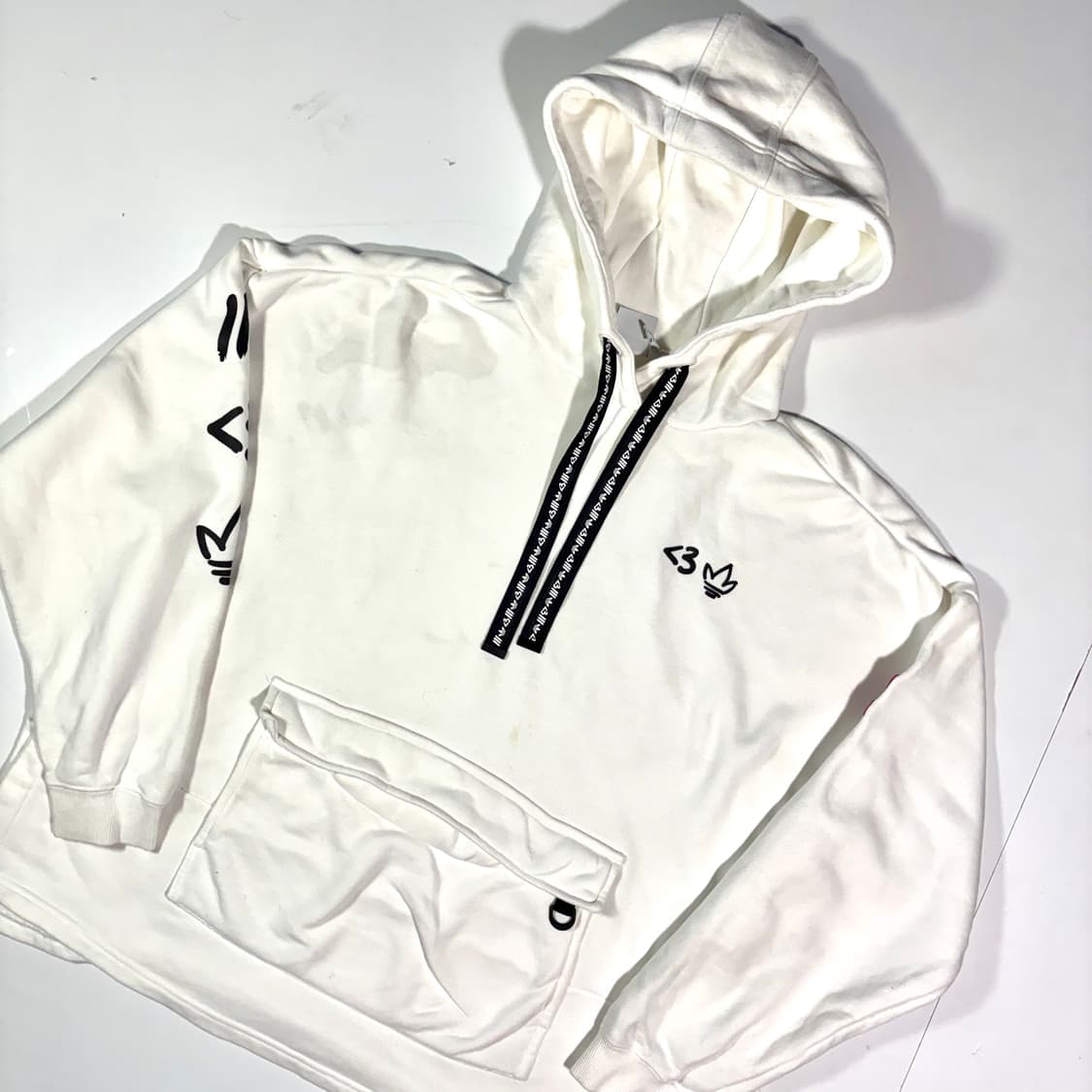 아디다스 화이트 포켓 후드 L 상품이미지3