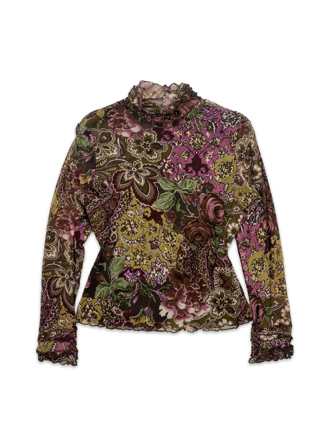 빈티지 오리엔탈 시스루 프릴 레이어드티 상품이미지1