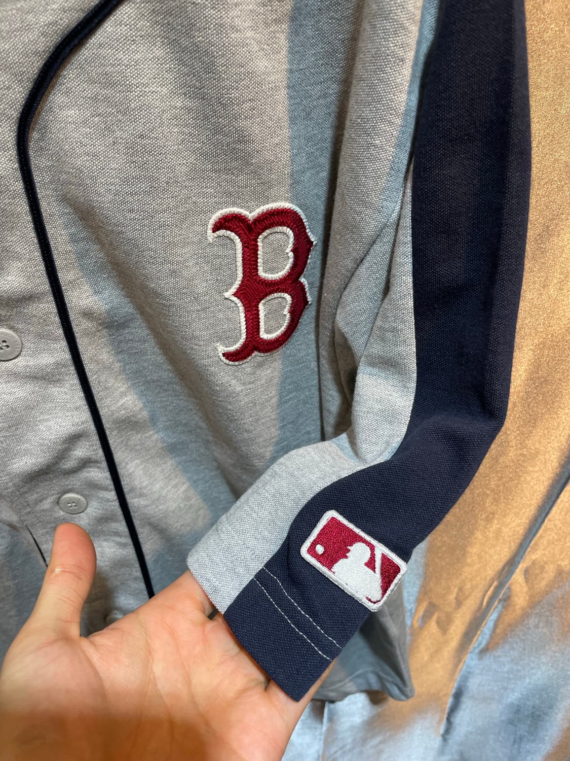 L MLB 베이스볼 배색 코튼 하프 져지 상품이미지4