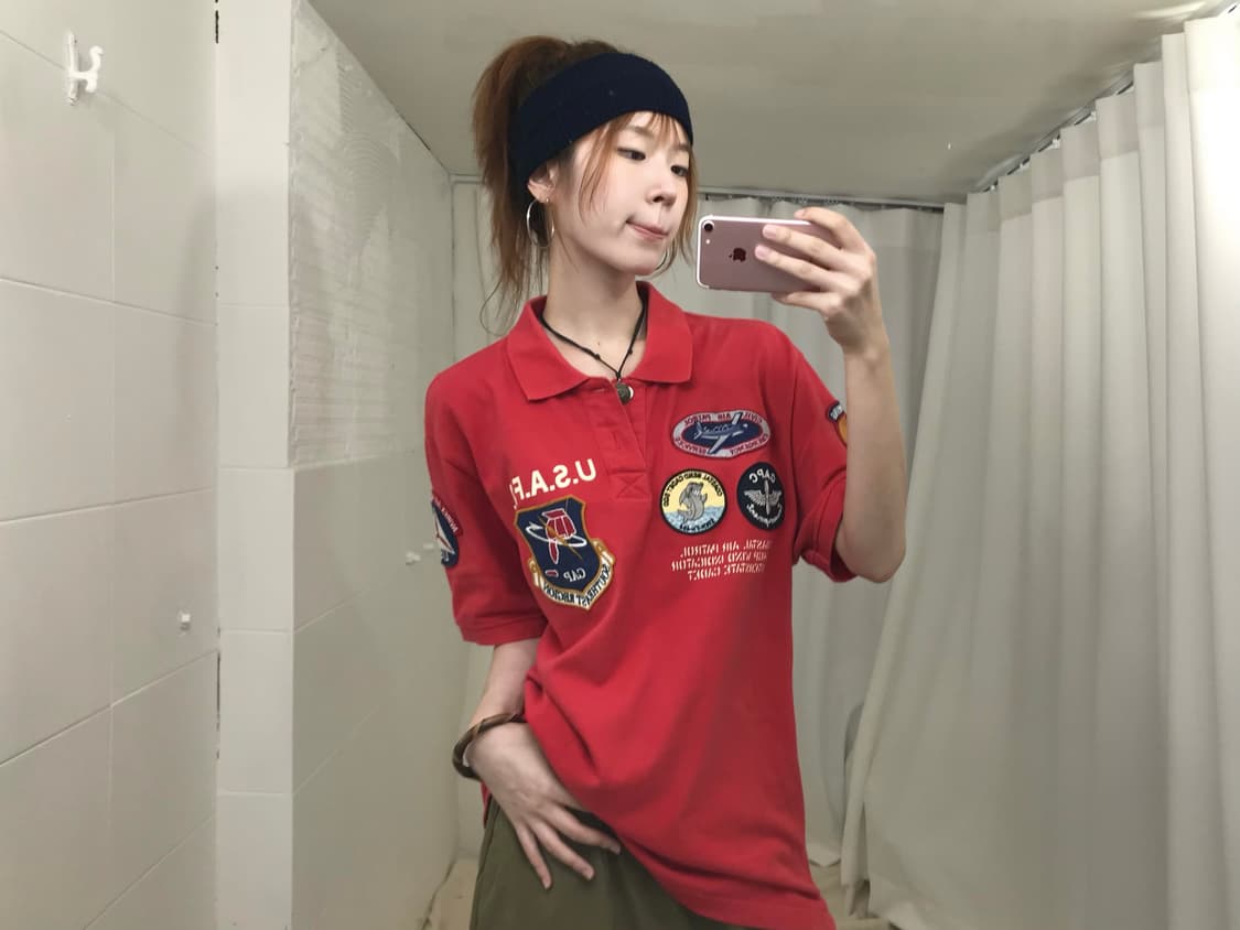 아비렉스 와펜 패치 레드 피케 반팔 티셔츠 상품이미지2