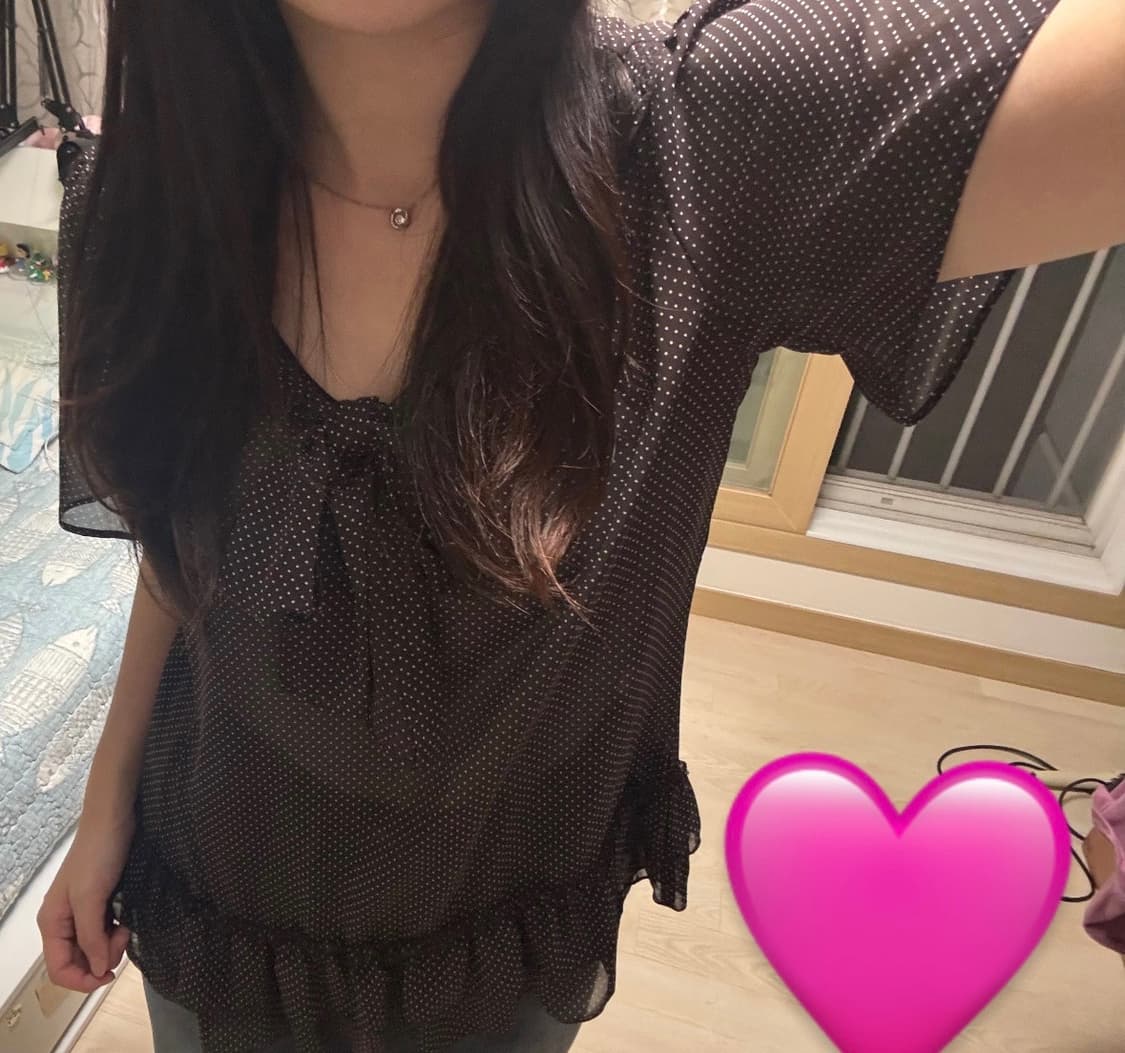 JPN 브라운 도트 블라우스 상품이미지1