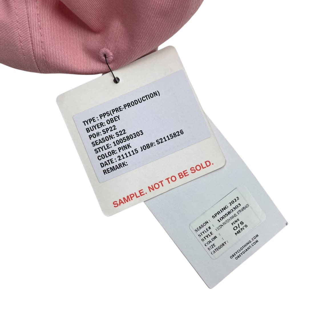 오베이 센터로고 딸기핑크 스냅백 (새상품) 상품이미지9