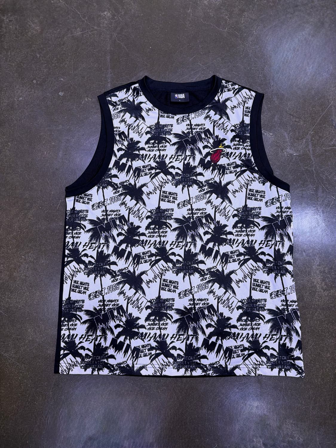 NBA 마이애미 히트 전판 메쉬 팜 트리 자수 로고 져지 민소매 L 상품이미지1