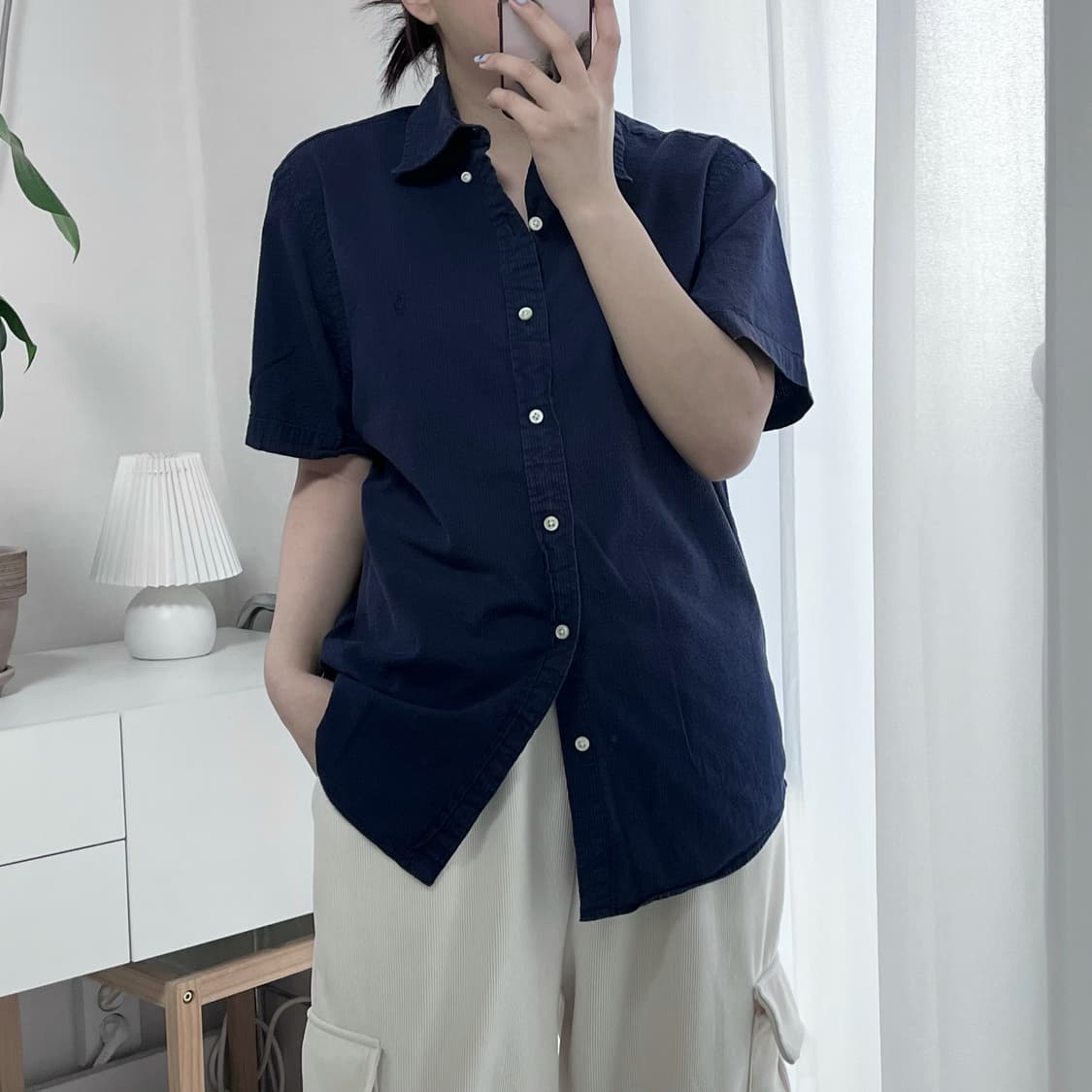 [정품] 폴로 네이비 / 블랙포니 시어서커 반팔셔츠 [ M ] 상품이미지2