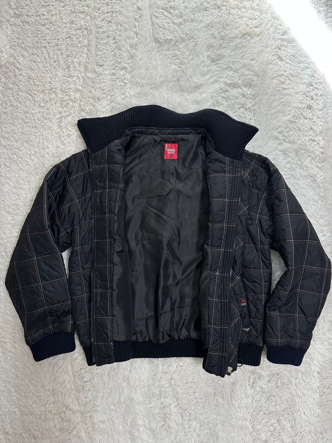 EVISU 에비수 퀼팅 자켓 XL 블랙 상품이미지2