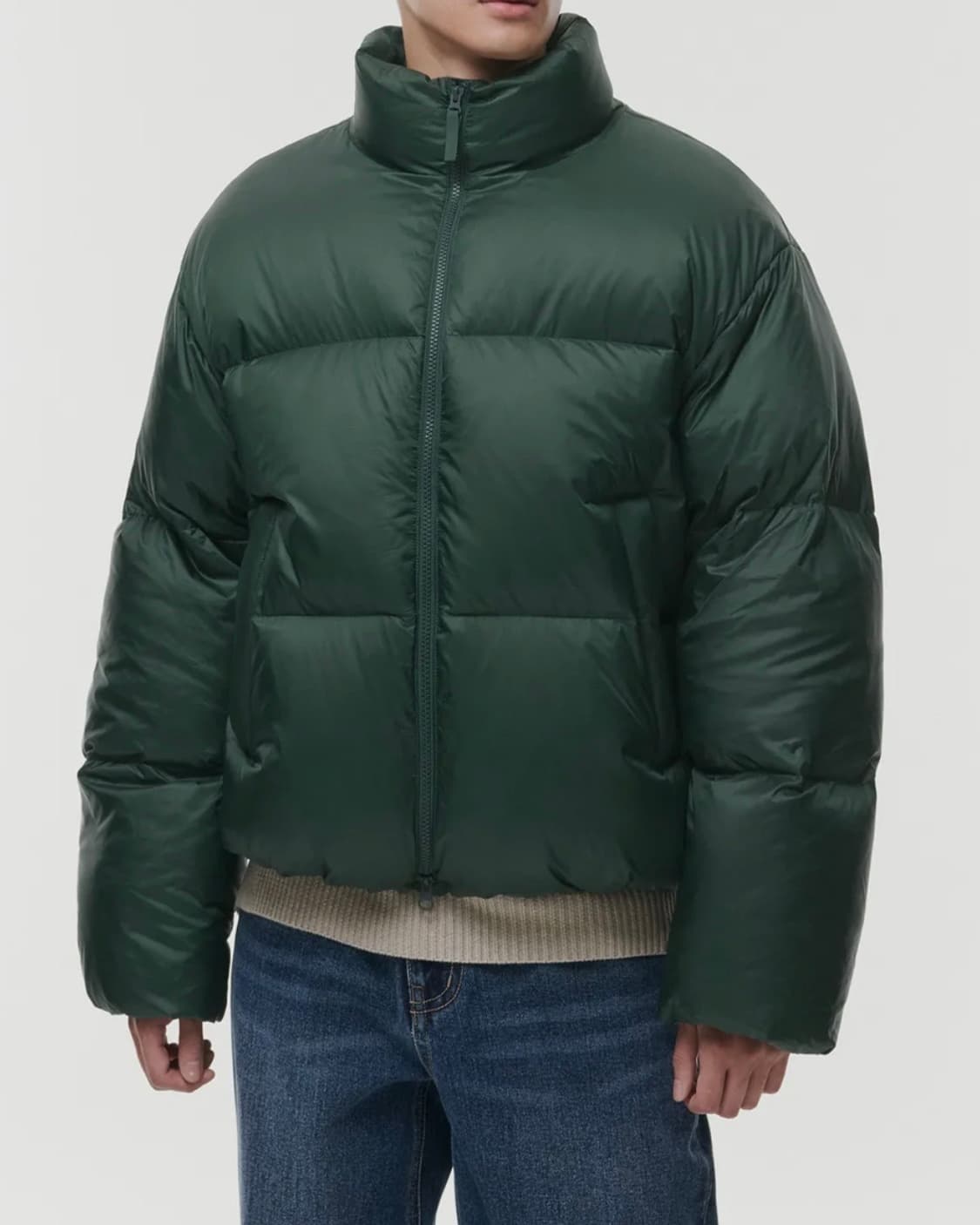 XL) 무신사스탠다드 립스탑 다운 숏패딩 레이싱그린 상품이미지4