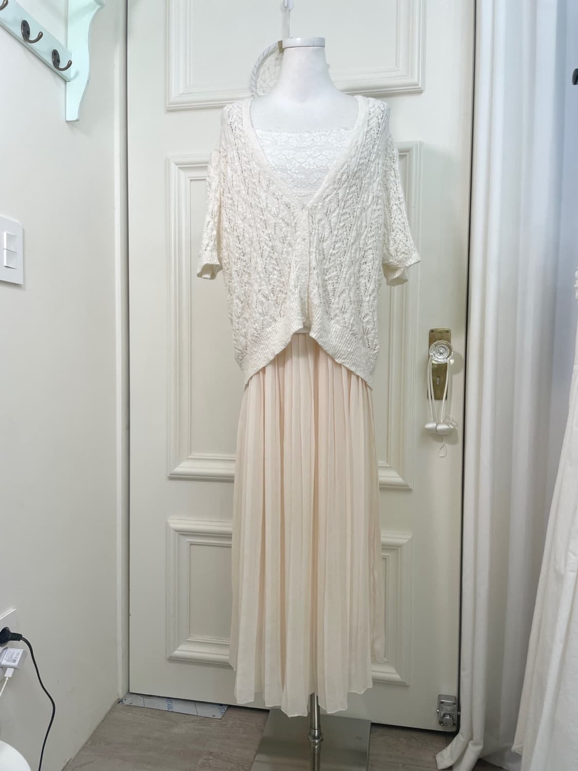 sheer coral pleats banding lomg skirt 상품이미지6