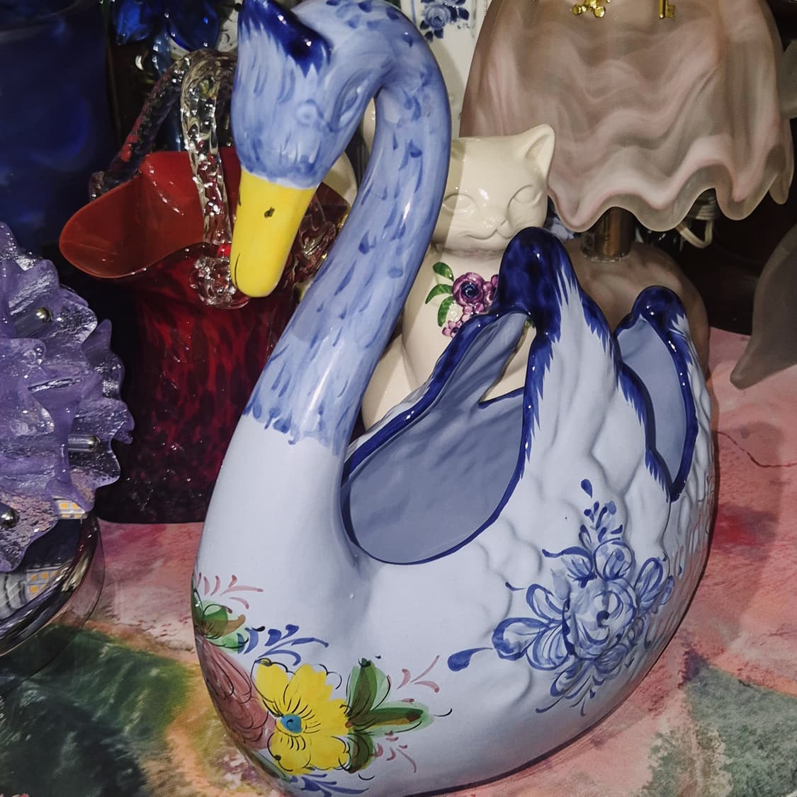 90s 포르투갈 핸드메이드 플로랄 대형 백조 홀더 상품이미지7