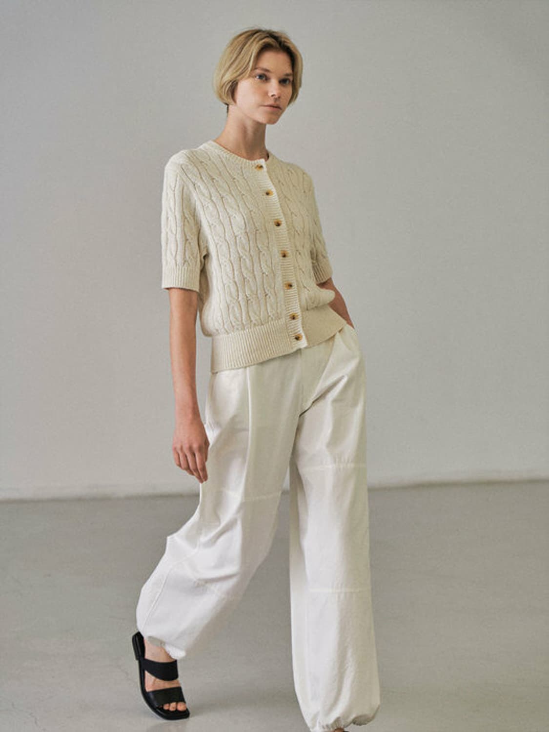 파사드패턴 코튼 워크팬츠 오프화이트 상품이미지1