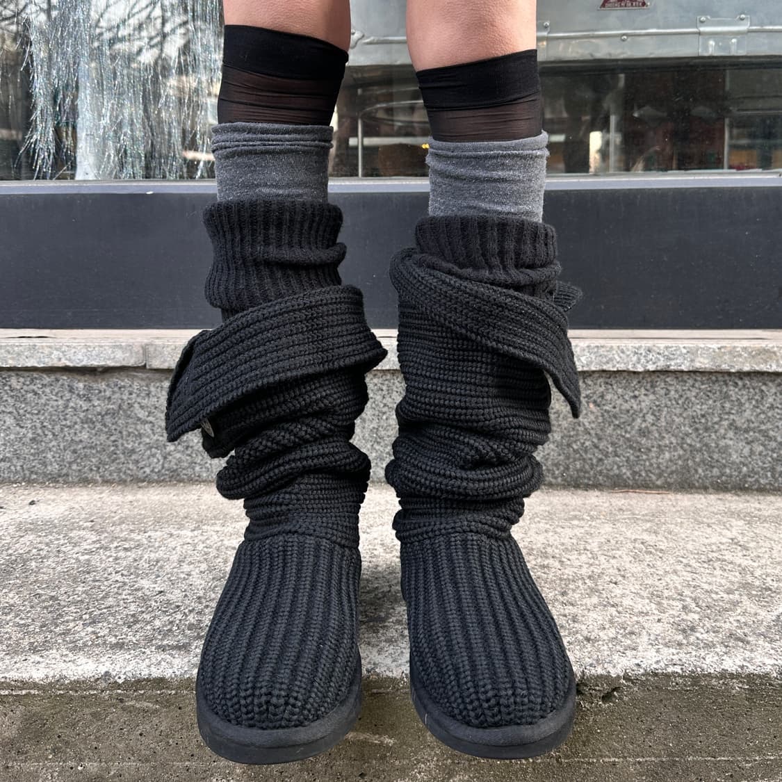 00s 블랙 니트 카디 어그 부츠 상품이미지4