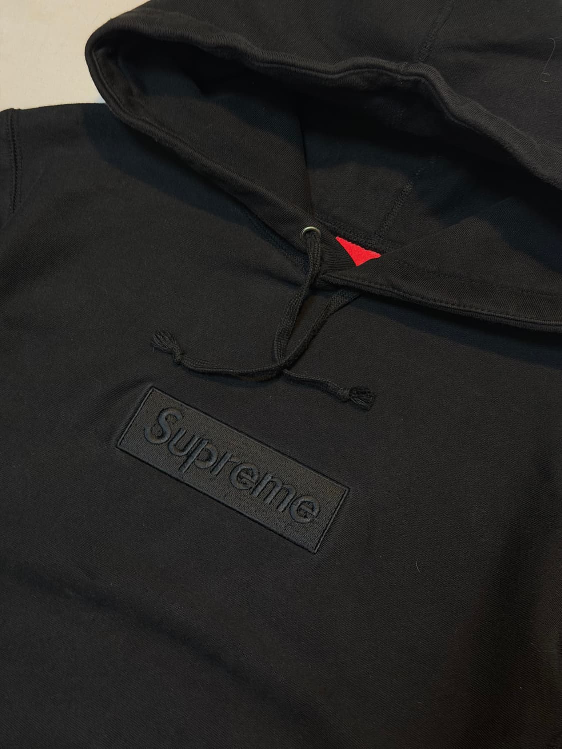 슈프림 14FW 올블랙 박스로고 후드티 블랙 상품이미지2
