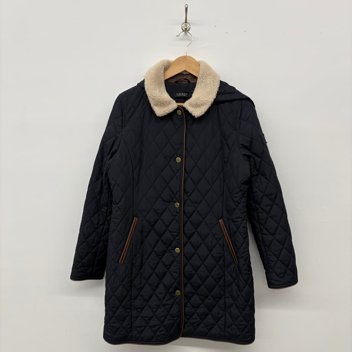 폴로 랄프로렌 퀼팅 자켓 블랙 퍼 카라 여m 상품이미지1