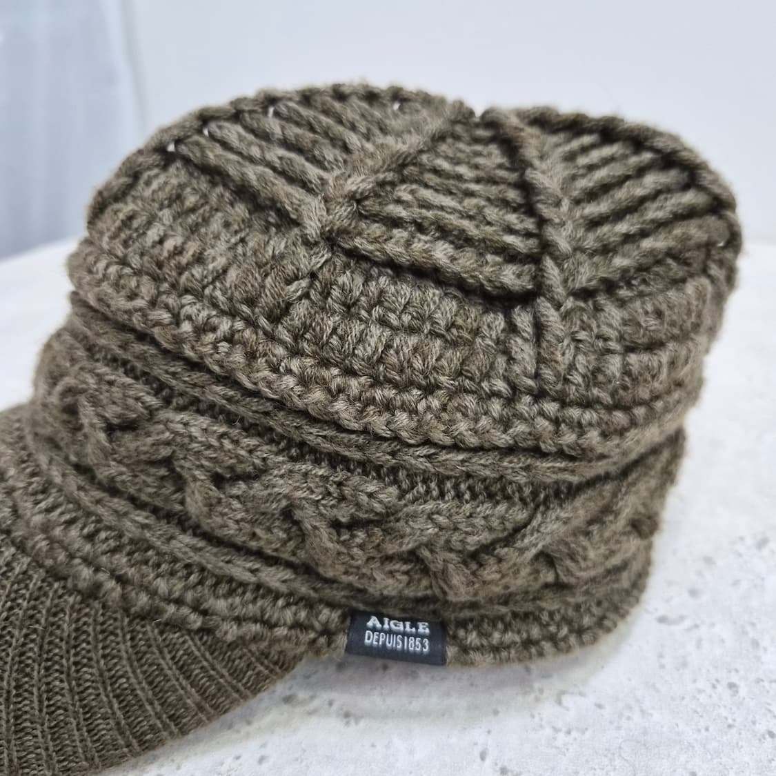 AIGLE 카키 울 니트 챙모자 상품이미지4