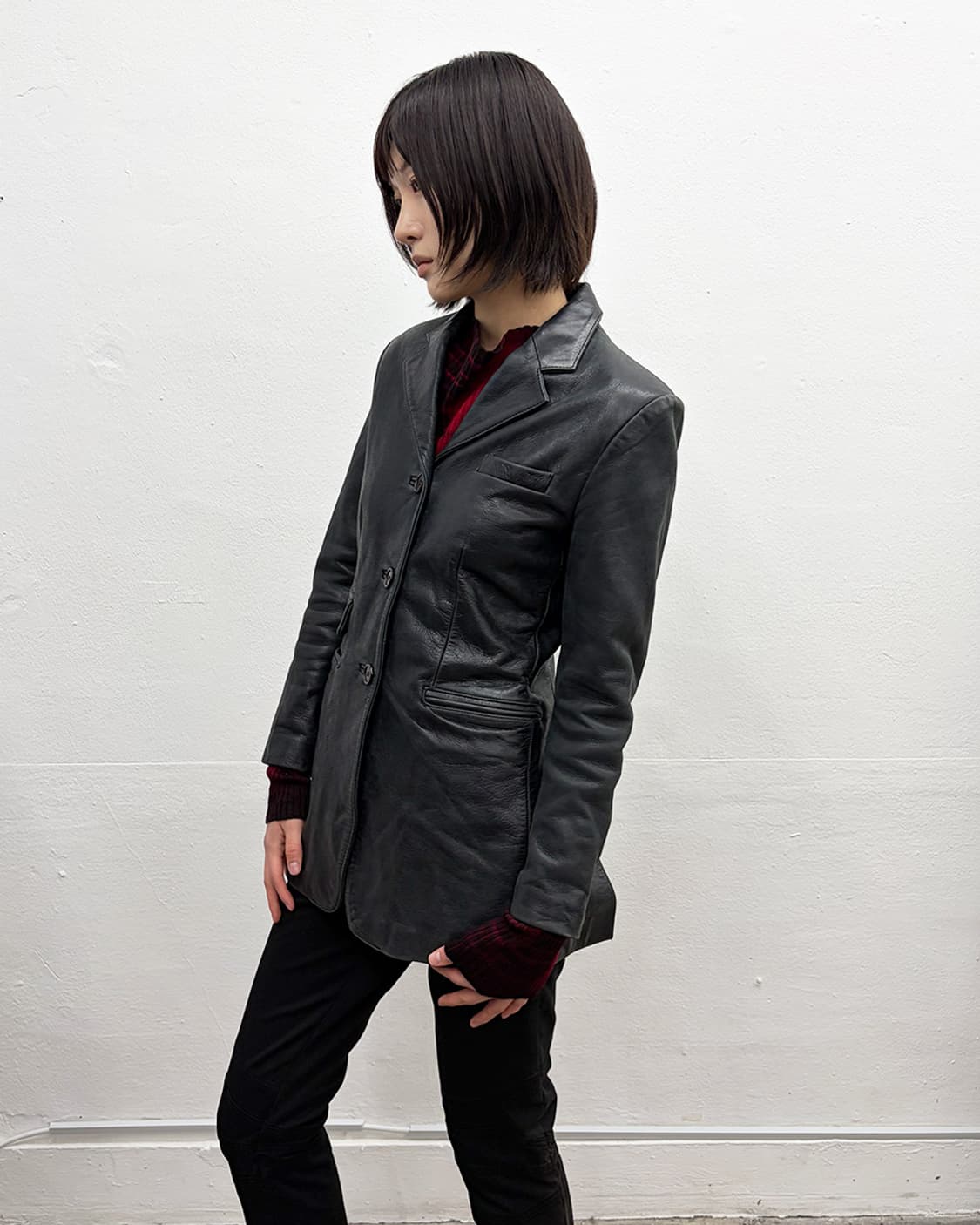 빈티지 카우 레더 블레이저 상품이미지4