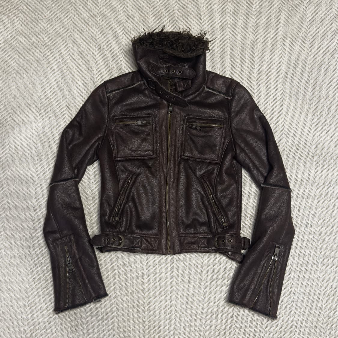 Vintage 하이넥 다크브라운 자켓 상품이미지1