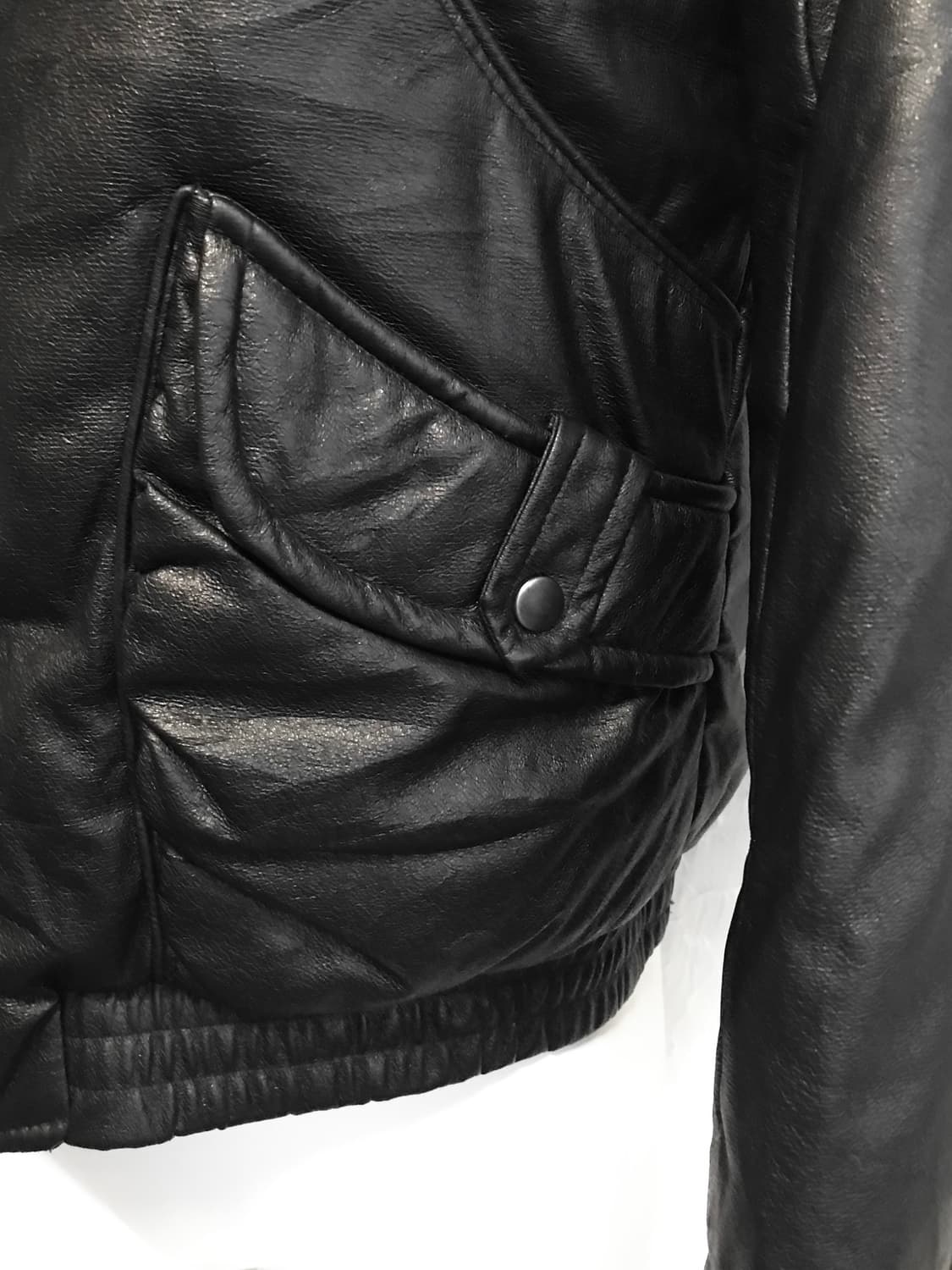 택포•빈티지 00s 펑크 셔링 보노 하이넥 레더 패딩 자켓 상품이미지9