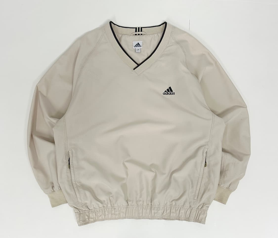 아디다스 베이지 포켓지퍼 브이넥 웜업 상품이미지1