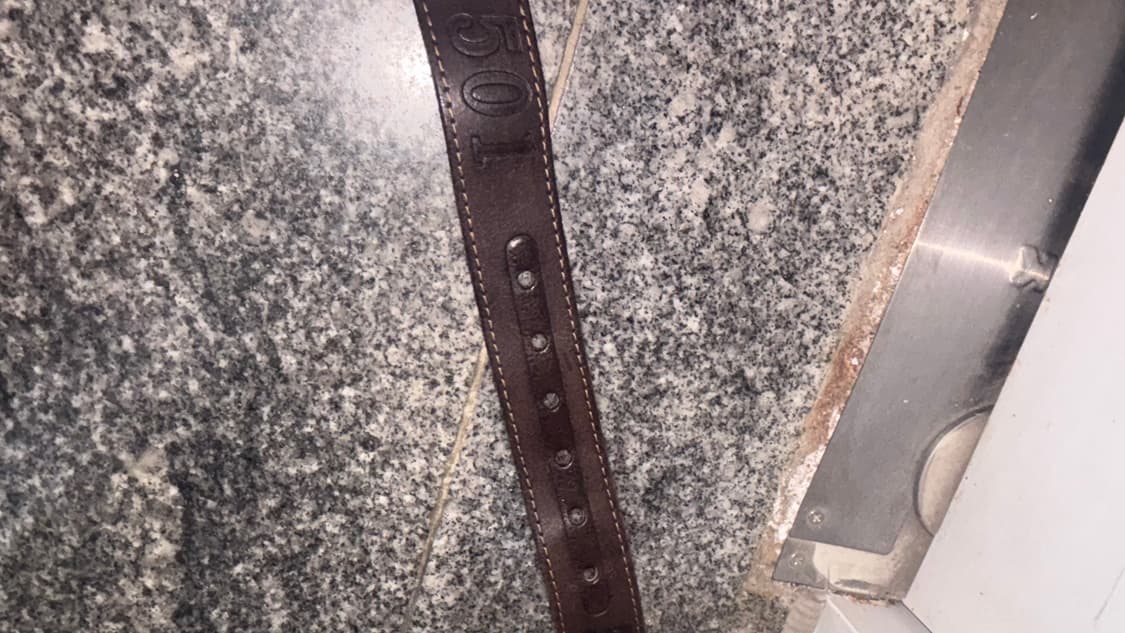 리바이스 501 브라운 레터링 레더 벨트  상품이미지5