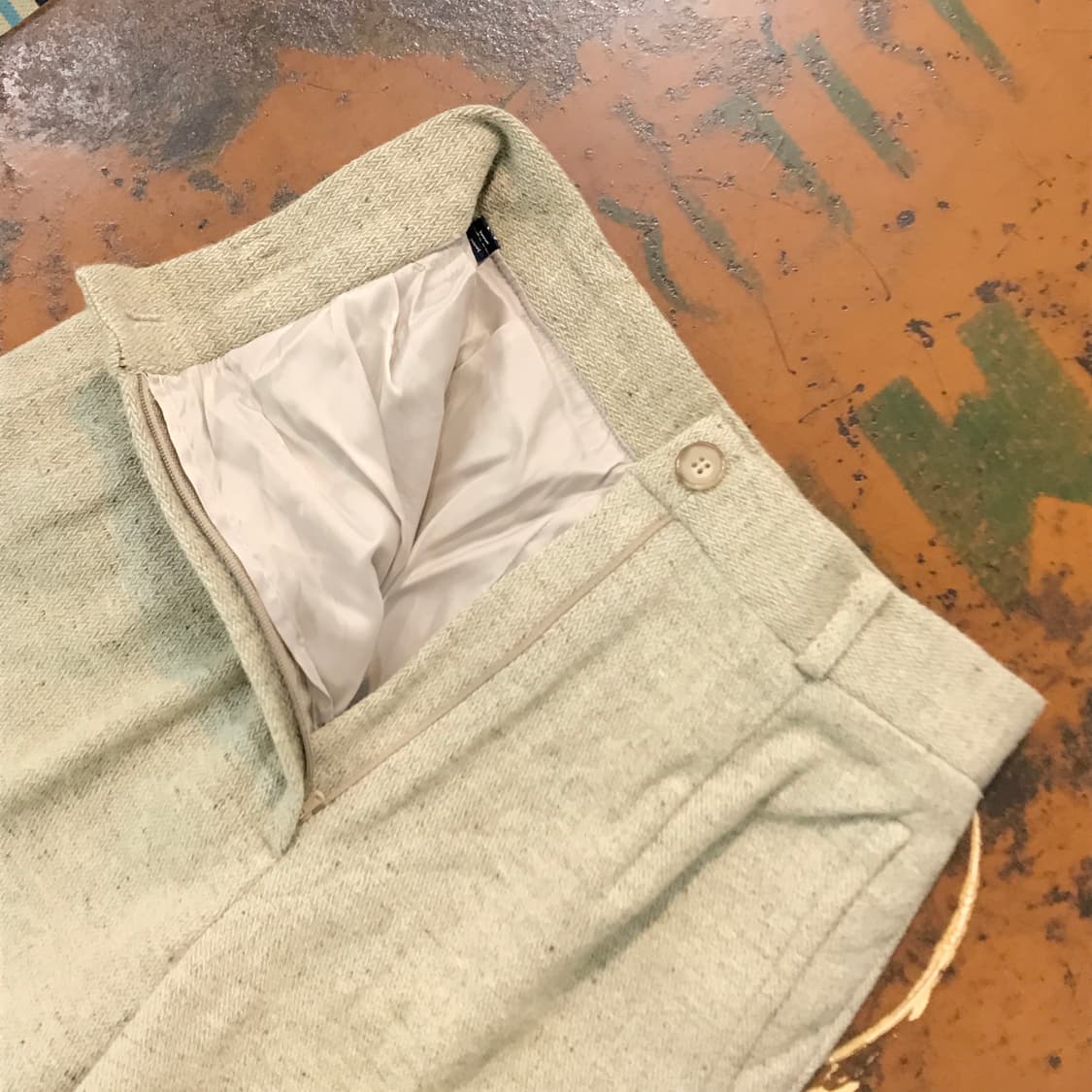 엘르 베이지 헤링본 패턴 울 트라우저 슬랙스 허리 24 사이즈  상품이미지7