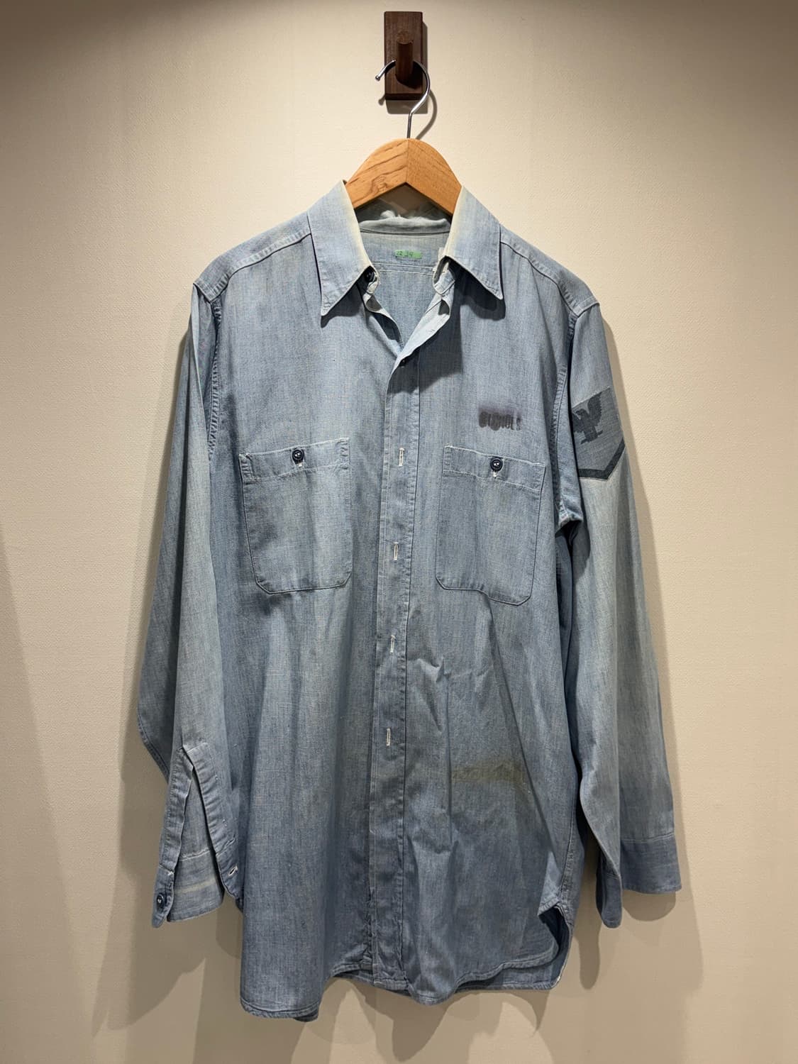 50-60s 오리지널 USN 미해군 코튼 샴브레이 셔츠 상품이미지1