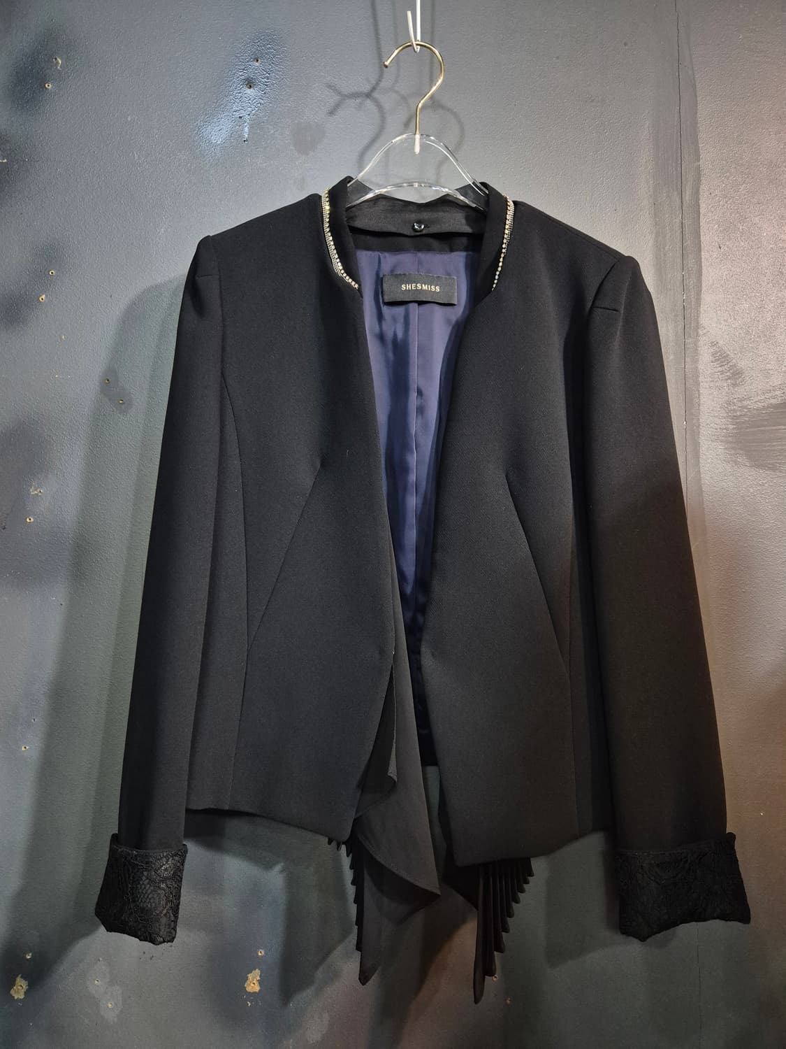 쉬즈미스 블랙 레이스 배색 자켓 S 상품이미지1