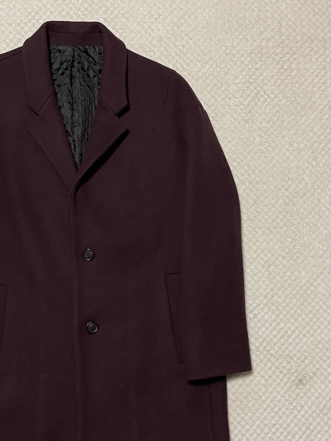 SYSTEM HOMME 시스템옴므 캐시미어 블렌드 양모 싱글 코트 버건디 상품이미지5