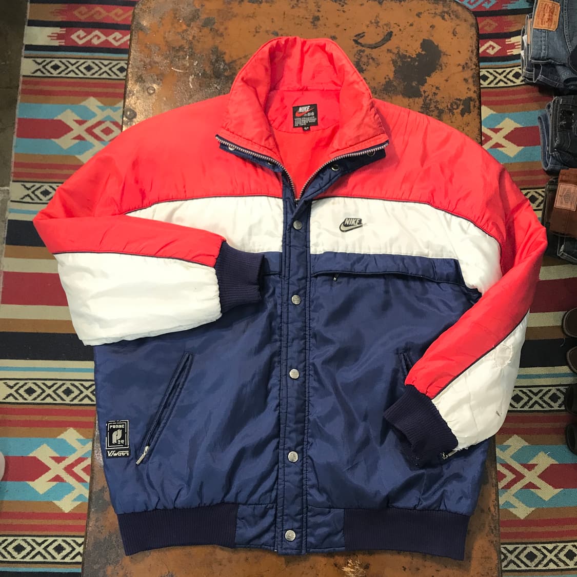 80s 나이키 레드 컬러링 푸퍼 패딩 점퍼 남성 110 사이즈  상품이미지1